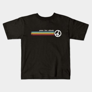 Retro Stripes Peace Love Educate Kids T-Shirt